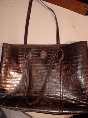 Brown Croc-Embossed Women's Tote Bag By Caroline Hill